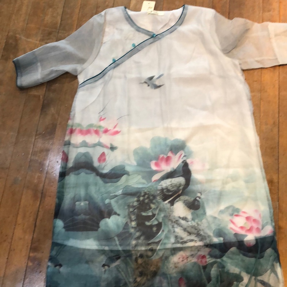 Asian flower peacock dress